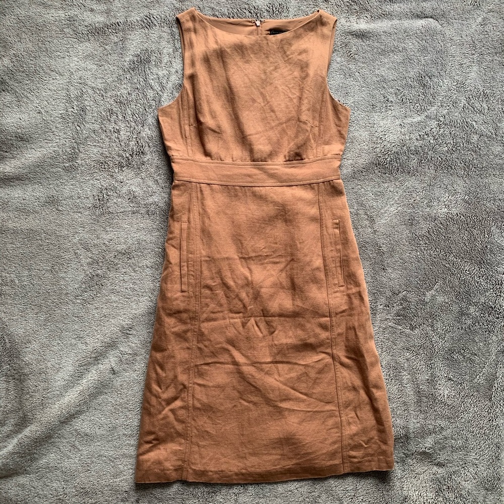 Ann Taylor Linen Sheath Dress (Rusty Tan Brown) - Picture 2 of 4